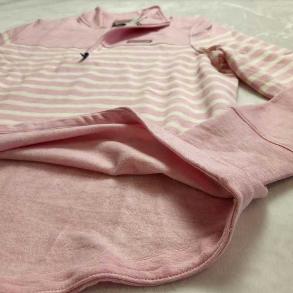 NEW PINK VINEYARD VINES DREAMCLOTH PLACED STRIPE RELAXED SHEP SHIRT SWEATER - Picture 2 of 12